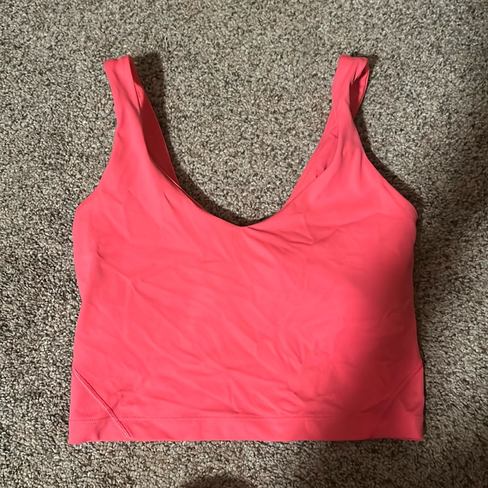 women's coral lululemon align tank with no pads.